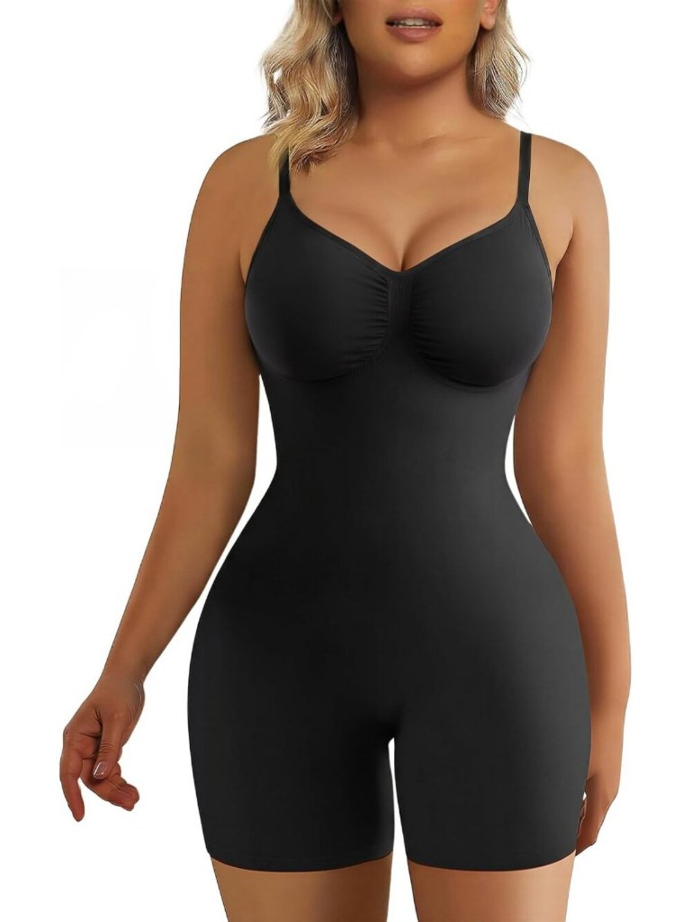 Tummy Control Bodysuit Shorts for Women - Mid Thigh Shapewear for a Lifted Look